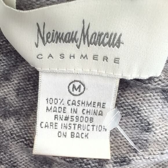 Neiman Marcus Cashmere Dress M Faux Wrap 1/2 Sleeve Mixed Animal Print Cheetah - Picture 5 of 7